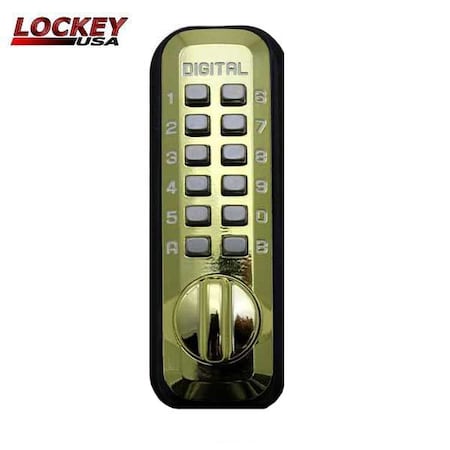 Lockey Lockey: M220 - Narrow-Stile Mechanical Keypad Keyless Bolt - Surface Mount - Antique Brass LK-M220-AB